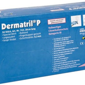 دستکش ایمنی نیتریل کی سی ال مدل 743 Dermatril@P بسته 50 عددی