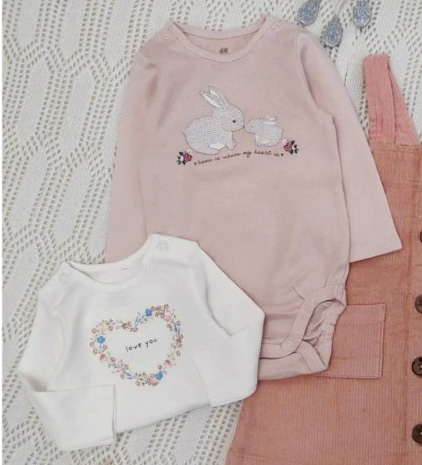 بادی آستین بلند خرگوش و گل