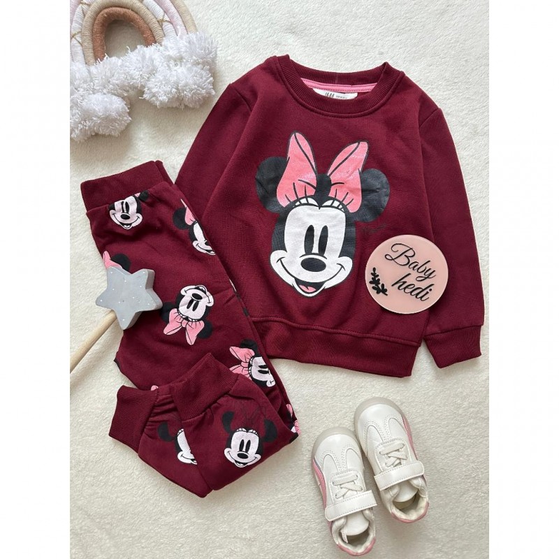 ست بلوز شلوار توکرکی مینی موس زرشکی