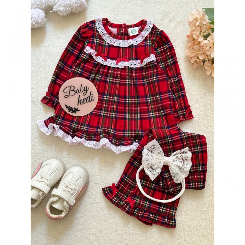 ست بلوز شلوار چهارخونه توردار