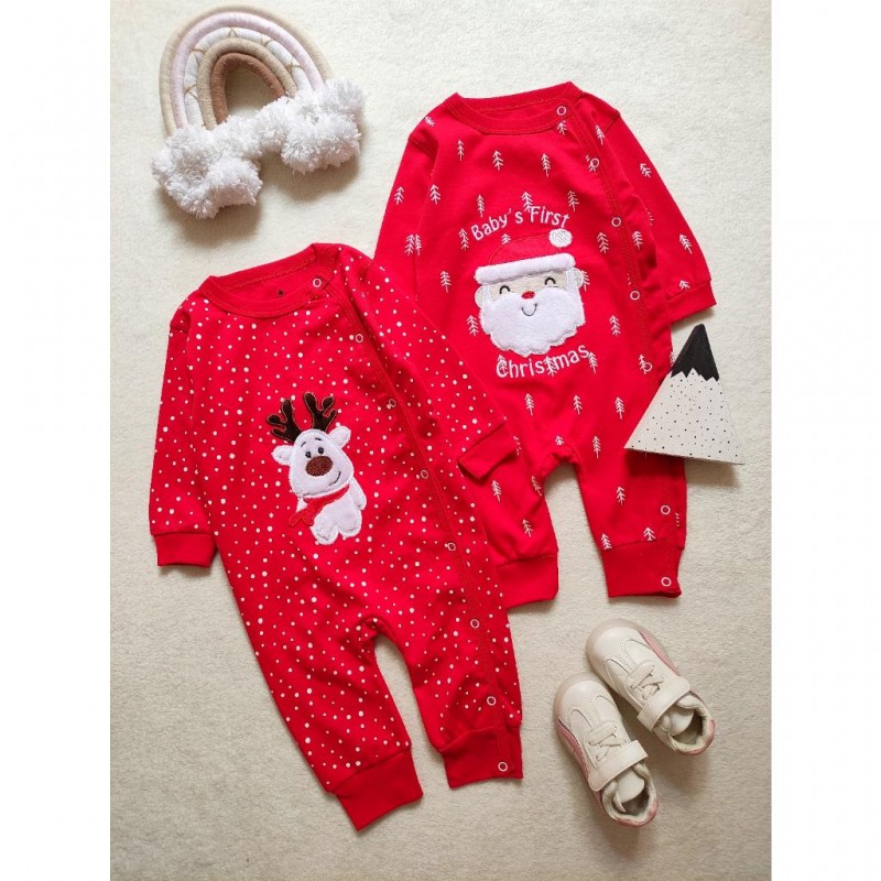 سرهمی های قرمز با تکه دوزی بابانوئل و گوزن