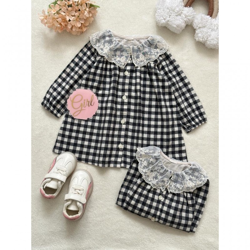 پیراهن چهارخونه یقه توردار