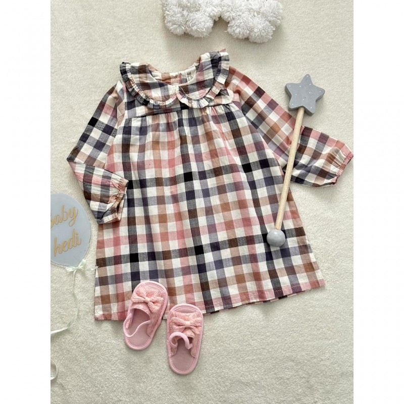 پیراهن یقه ب ب چهارخونه