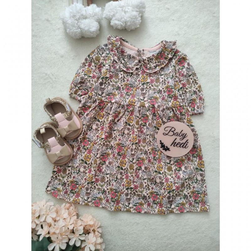 پیراهن گلدار یقه ب ب