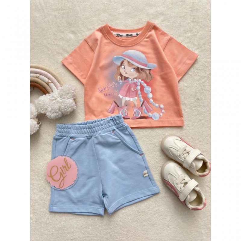 ست تیشرت و شلوارک دخترانه