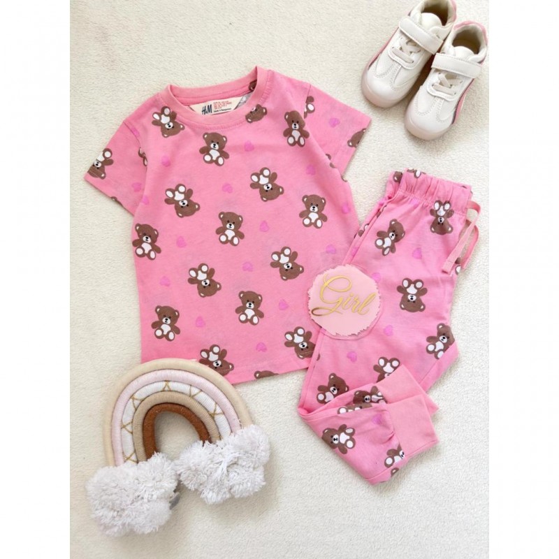 ست تیشرت شلوار خرس قهوه ای