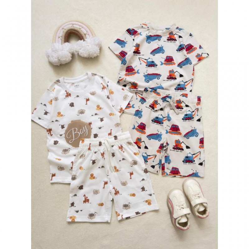 ست های تیشرت شلوارک باغ وحش و ماشین سنگین