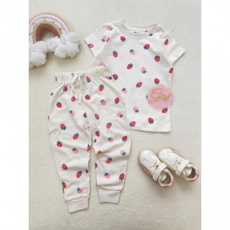 ست تیشرت و شلوار توت فرنگی