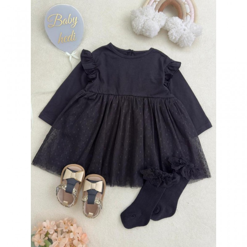 پیراهن مشکی توردار