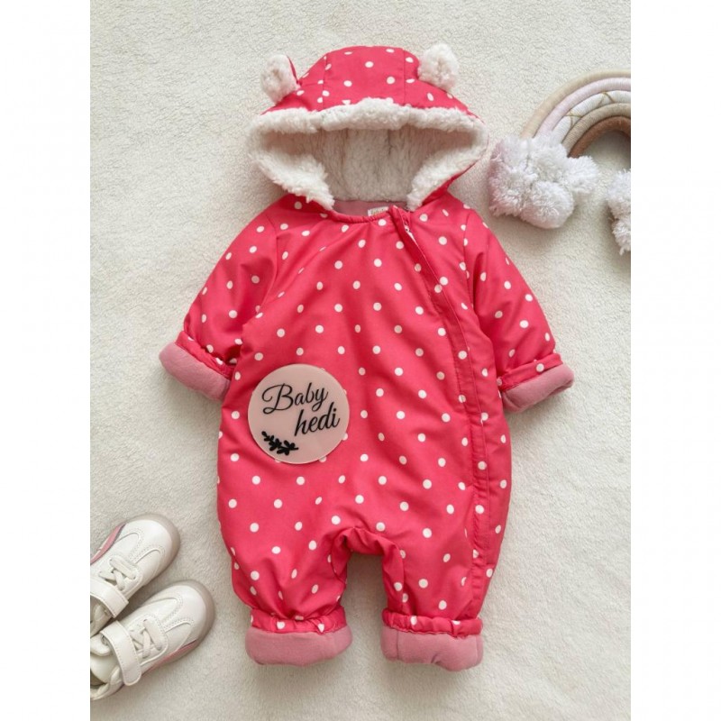 کاپشن سرهمی قرمز خالدار