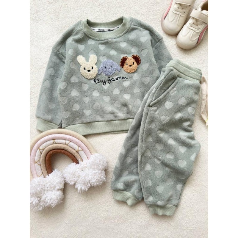 ست بلوز شلوار فوتر سبز