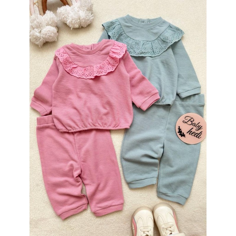 ست بلوز شلوار یقه گیپور