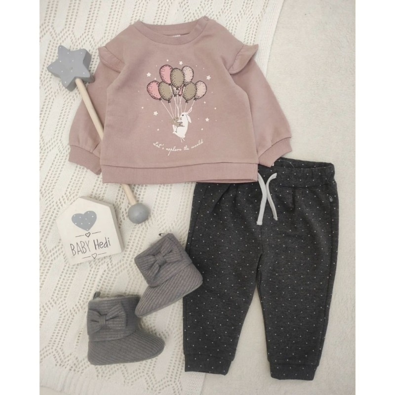 بلوز دورس خرگوش و‌ بادکنک و شلوار توکرکی خالدار