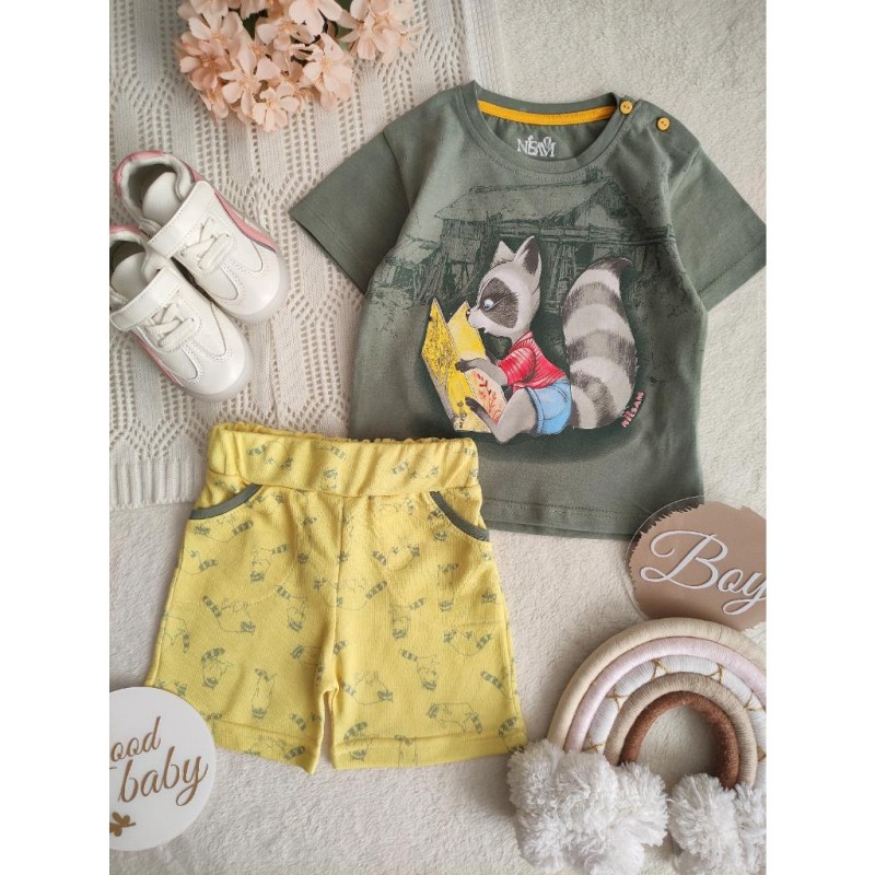 ست تیشرت و شلوارک راکون کتابخون