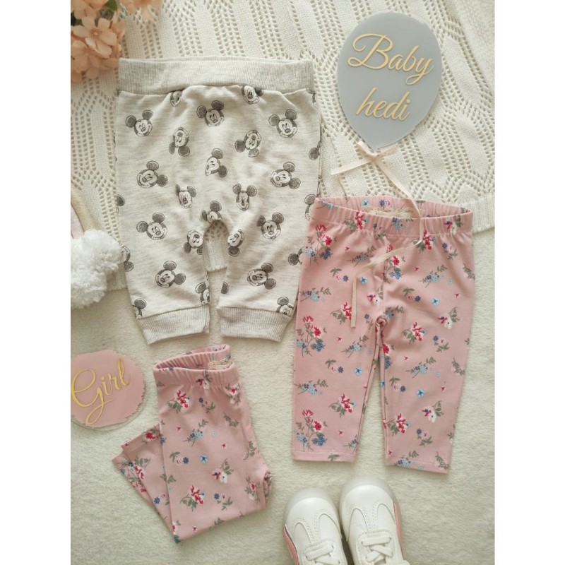 شلوارهای میکی موس و گلدار صورتی