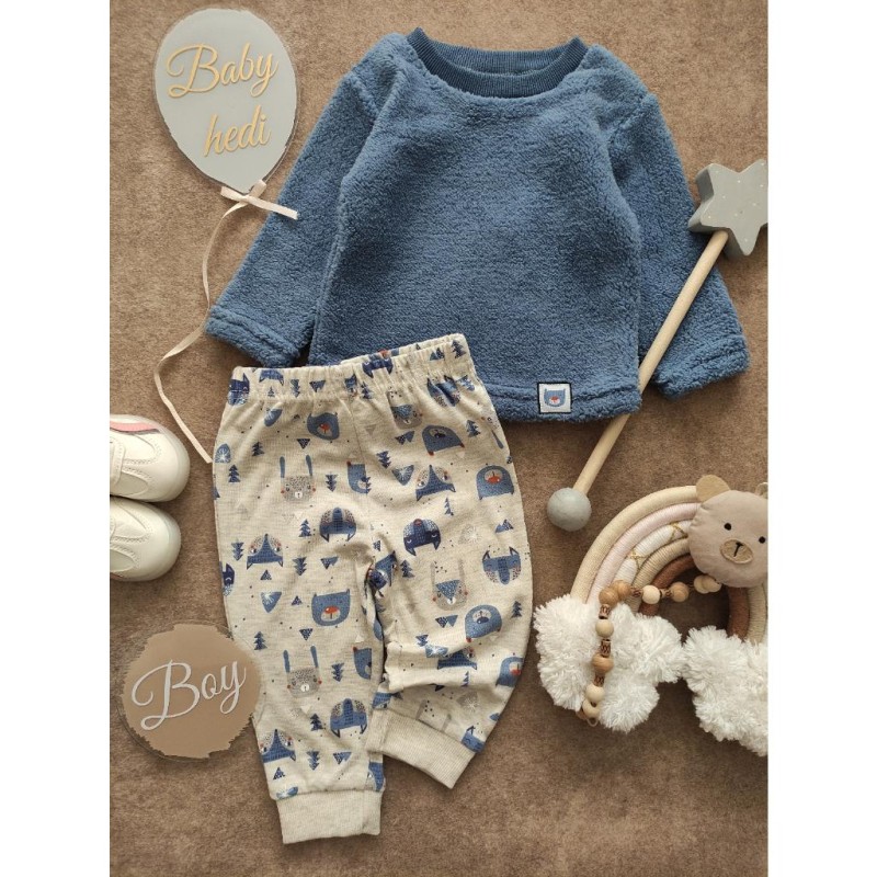 ست بلوز و شلوار تدی خرس آبی