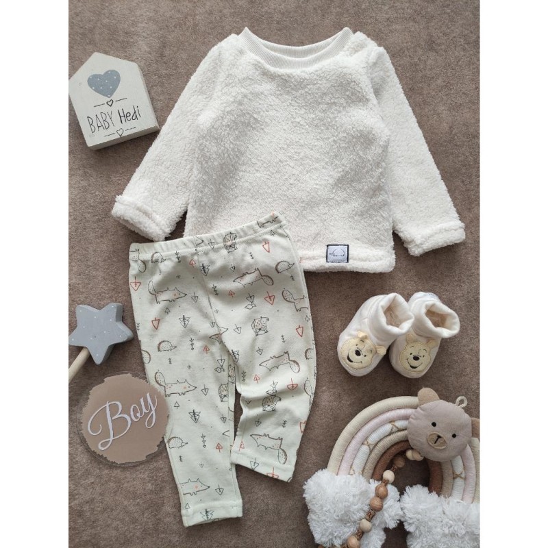 ست بلوز و شلوار تدی خارپشت شیری