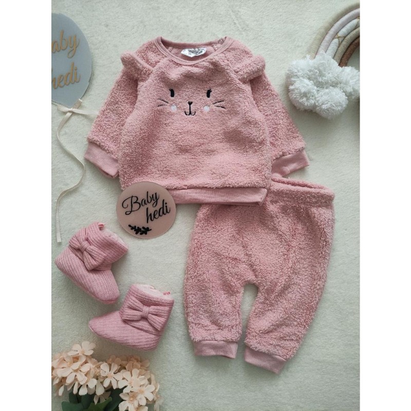 ست بلوز و شلوار تدی صورتی