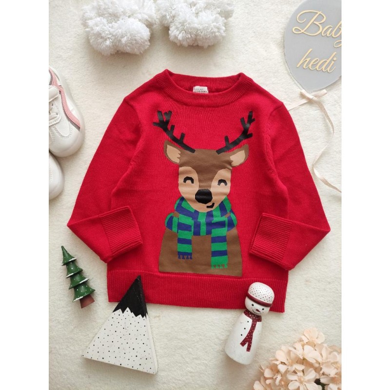 بلوز بافت قرمز گوزن