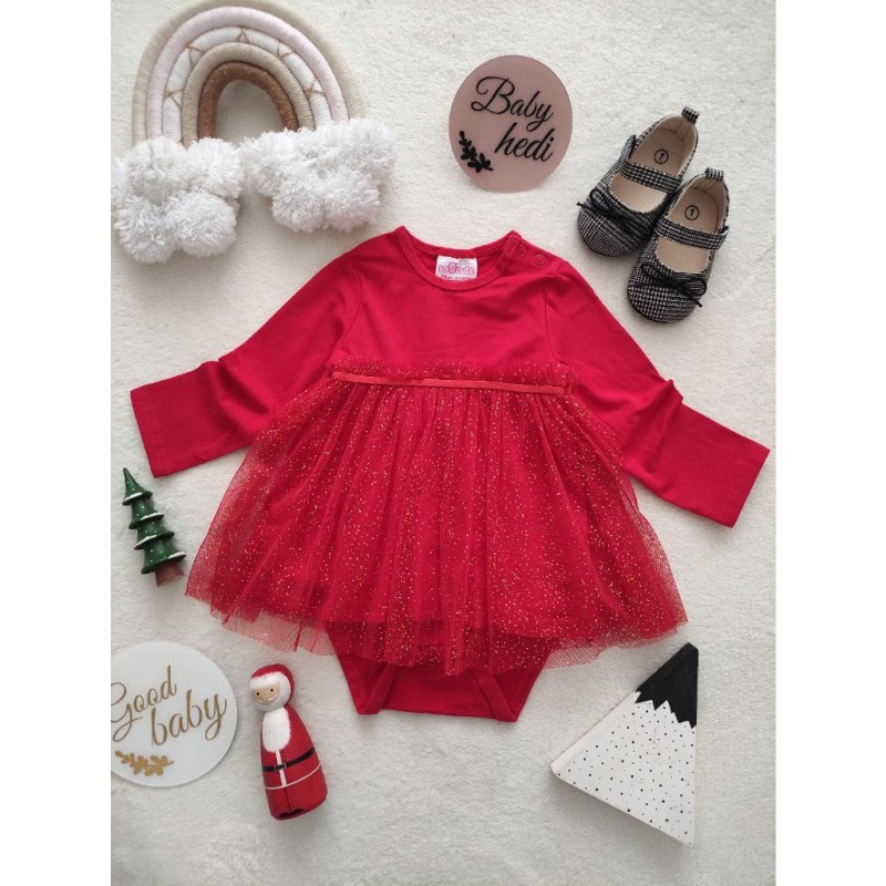 پیراهن بادی تور توری قرمز