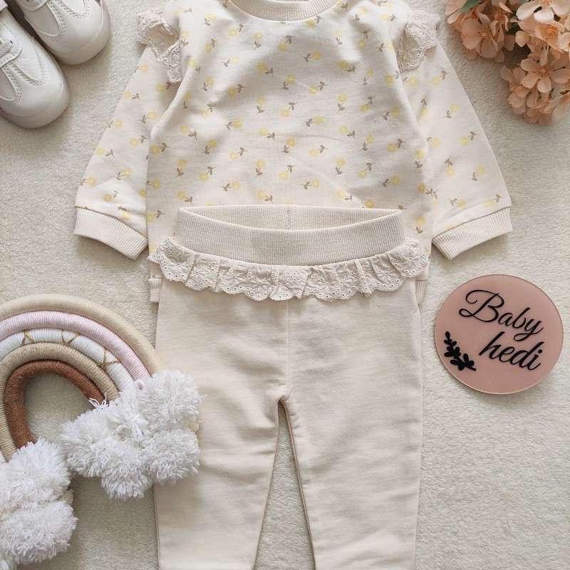 ست بلوز شلوار کتان خامه دوزی گلدار