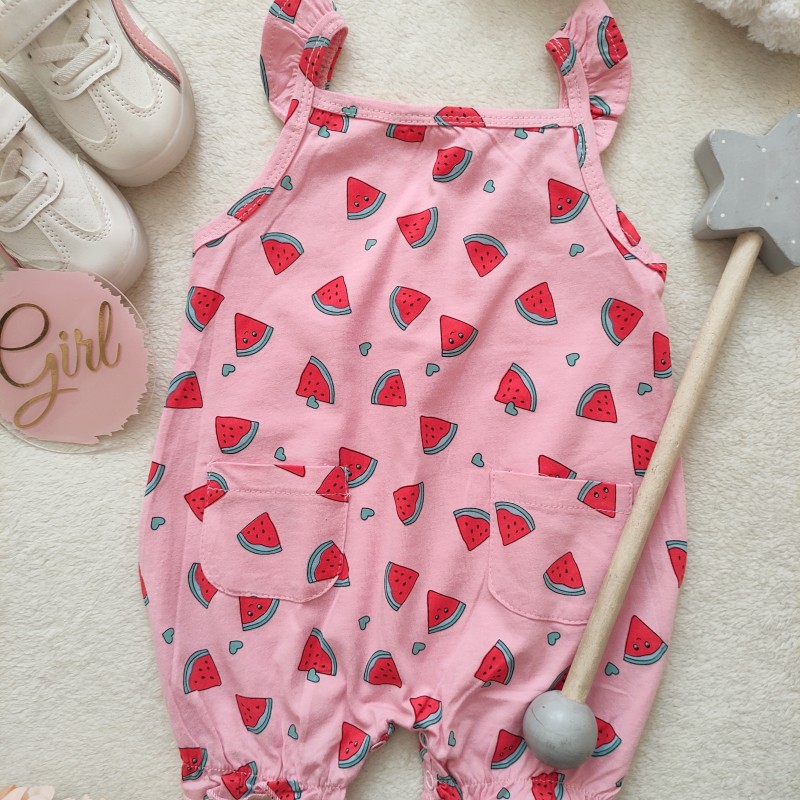 رامپر هندونه ای دو جیب آستین چین دار