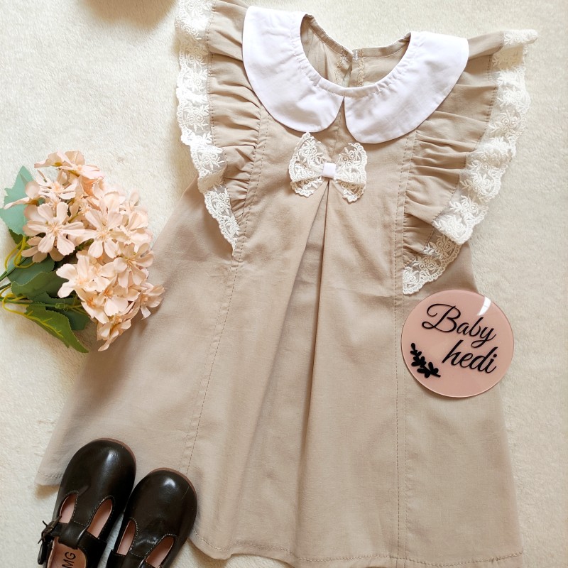 پیراهن دخترانه مجلسی یقه توردوزی