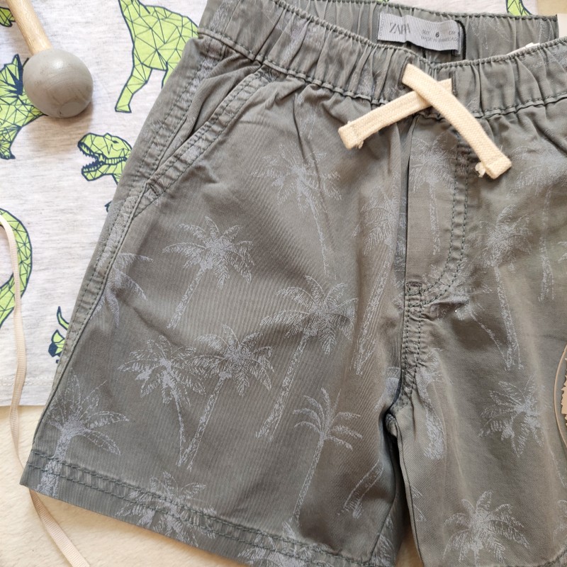 شلوارک  کتان طوسی نخل زارا