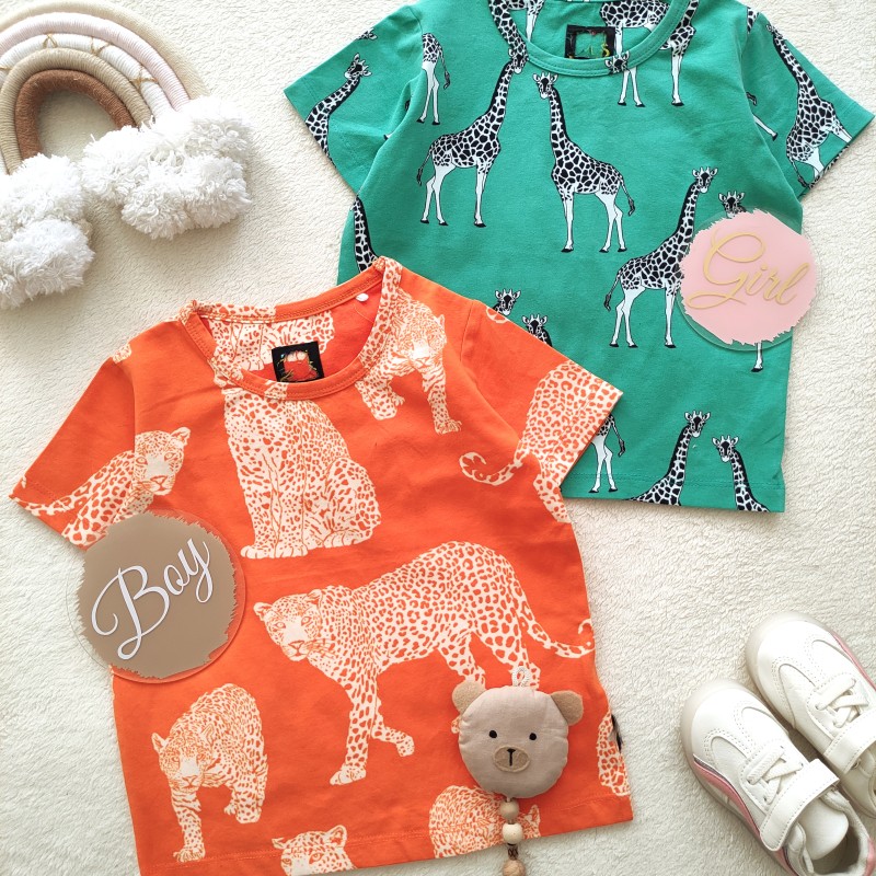 تیشرت های رنگی پلنگ و زرافه