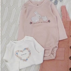 بادی آستین بلند خرگوش و گل