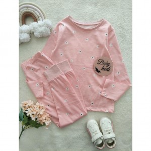 ست بلوز شلوار راحتی صورتی گل ریز