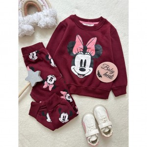 ست بلوز شلوار توکرکی مینی موس زرشکی