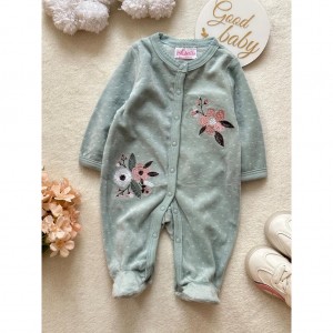 سرهمی مخمل گلدوزی سبز