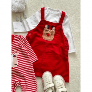 سارافون کبریتی قرمز/ بادی سفید خالدار