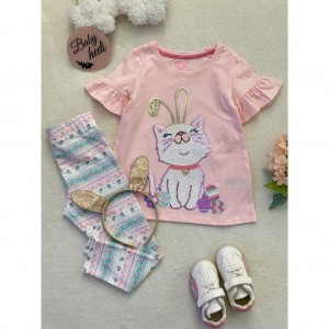 سه تکه دخترانه (ست تیشرت شلوار و تل)