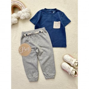 ست تیشرت جیب دار و شلوار پسرانه