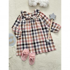 پیراهن یقه ب ب چهارخونه