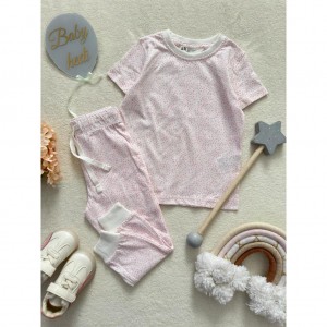 ست تیشرت و شلوار خالدار صورتی