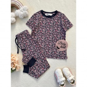 ست تیشرت شلوار نخی گلدار