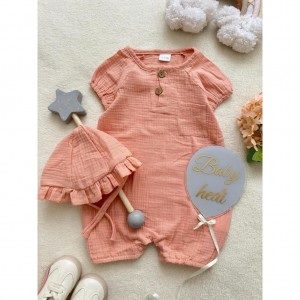 ست دو تیکه رامپر و کلاه موسلین