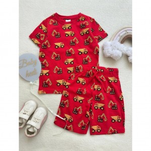 ست تیشرت و شلوارک قرمز کامیون