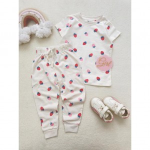 ست تیشرت و شلوار توت فرنگی