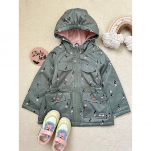 کاپشن بارونی سبز گلدار