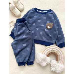 ست بلوز شلوار فوتر آبی