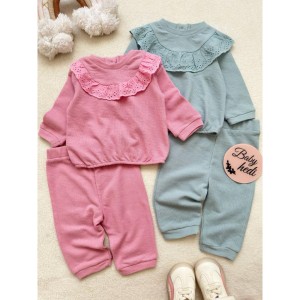 ست بلوز شلوار یقه گیپور