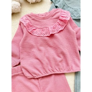 ست بلوز شلوار یقه گیپور