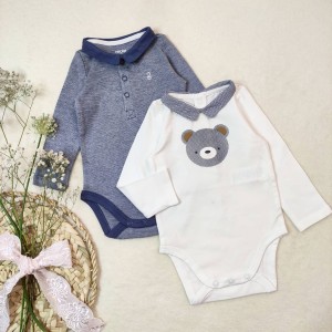 بادی های یقه دار خرسی سفید و سرمه ای