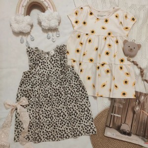 پیراهن نخی پلنگی و آفتابگردان