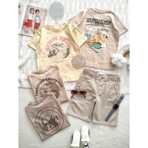 تیشرت های رنگ نود و شلوارک کتان کرم