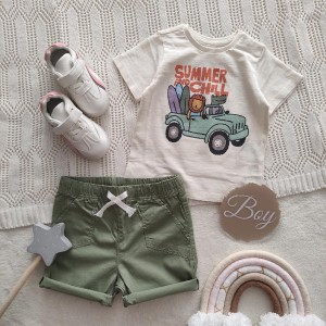 ست تیشرت و شلوارک طرح شیر ماشین سوار